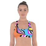 Liquid Warp Background Orange Blue Cross Back Sports Bra