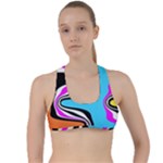 Liquid Warp Background Orange Blue Criss Cross Racerback Sports Bra