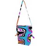 Liquid Warp Background Orange Blue Folding Shoulder Bag