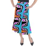 Liquid Warp Background Orange Blue Midi Mermaid Skirt