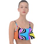 Liquid Warp Background Orange Blue Frill Bikini Top