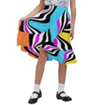 Liquid Warp Background Orange Blue Kids  Ruffle Flared Wrap Midi Skirt