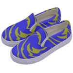Blue Green Abstract Kids  Canvas Slip Ons