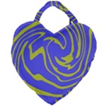 Blue Green Abstract Giant Heart Shaped Tote