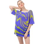 Blue Green Abstract Oversized Chiffon Top