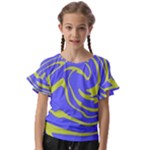 Blue Green Abstract Kids  Cut Out Flutter Sleeves