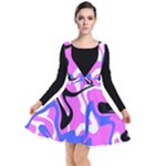 Swirl Pink White Blue Black Plunge Pinafore Dress