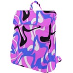 Swirl Pink White Blue Black Flap Top Backpack