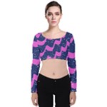 Texture Watercolour Liquify Velvet Long Sleeve Crop Top