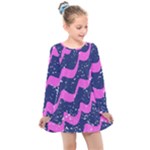 Texture Watercolour Liquify Kids  Long Sleeve Dress