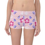 Flower Heart Print Pattern Pink Reversible Boyleg Bikini Bottoms