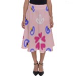 Flower Heart Print Pattern Pink Perfect Length Midi Skirt