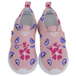 Flower Heart Print Pattern Pink Kids  Velcro No Lace Shoes