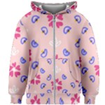 Flower Heart Print Pattern Pink Kids  Zipper Hoodie Without Drawstring