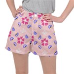 Flower Heart Print Pattern Pink Women s Ripstop Shorts
