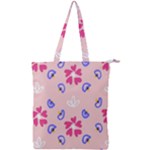 Flower Heart Print Pattern Pink Double Zip Up Tote Bag