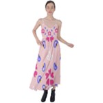 Flower Heart Print Pattern Pink Tie Back Maxi Dress