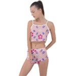 Flower Heart Print Pattern Pink Summer Cropped Co-Ord Set