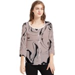 Chic Boho Decor Background Print Chiffon Quarter Sleeve Blouse