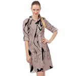 Chic Boho Decor Background Print Long Sleeve Mini Shirt Dress