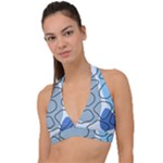 Boho Blue Deep Blue Artwork Halter Plunge Bikini Top
