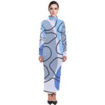 Boho Blue Deep Blue Artwork Turtleneck Maxi Dress