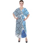 Boho Blue Deep Blue Artwork V-Neck Boho Style Maxi Dress