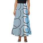 Boho Blue Deep Blue Artwork Tiered Ruffle Maxi Skirt