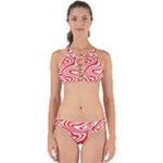 Red White Background Swirl Playful Perfectly Cut Out Bikini Set