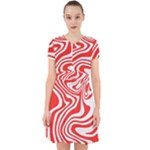 Red White Background Swirl Playful Adorable in Chiffon Dress