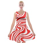 Red White Background Swirl Playful Velvet Skater Dress