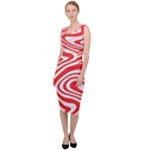 Red White Background Swirl Playful Sleeveless Pencil Dress