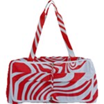 Red White Background Swirl Playful Multi Function Bag