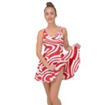 Red White Background Swirl Playful Inside Out Casual Dress