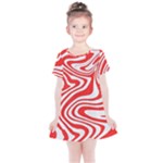Red White Background Swirl Playful Kids  Simple Cotton Dress