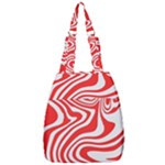 Red White Background Swirl Playful Center Zip Backpack