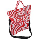 Red White Background Swirl Playful Fold Over Handle Tote Bag