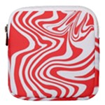 Red White Background Swirl Playful Mini Square Pouch
