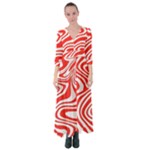 Red White Background Swirl Playful Button Up Maxi Dress