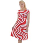 Red White Background Swirl Playful Classic Short Sleeve Dress