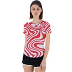 Red White Background Swirl Playful Back Cut Out Sport T-Shirt