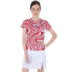 Red White Background Swirl Playful Women s Sports Top