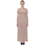 Background Wavy Zig Zag Lines High Waist Short Sleeve Maxi Dress