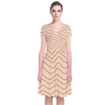 Background Wavy Zig Zag Lines Short Sleeve Front Wrap Dress