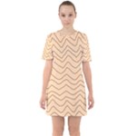 Background Wavy Zig Zag Lines Sixties Short Sleeve Mini Dress