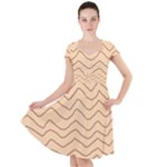 Background Wavy Zig Zag Lines Cap Sleeve Midi Dress