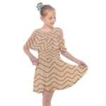 Background Wavy Zig Zag Lines Kids  Shoulder Cutout Chiffon Dress