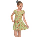 Pattern Leaves Print Background Kids  Cap Sleeve Dress