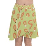 Pattern Leaves Print Background Chiffon Wrap Front Skirt