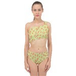 Pattern Leaves Print Background Spliced Up Two Piece Swimsuit